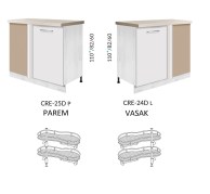Põrandakapp Creativa CRE-25D (parem) ja CRE-24D (vasak) 