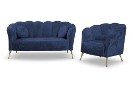 Tugitool ja sofa Adria (sinine - Eureka 2127/jalad kuldsed)