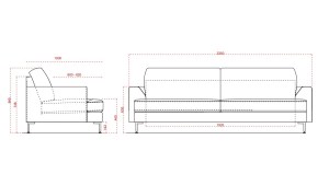 Diivan Concord joonis mõõtudega