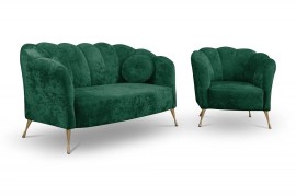 Tugitool ja sofa Adria (roheline - Eureka 2121/jalad kuldsed)