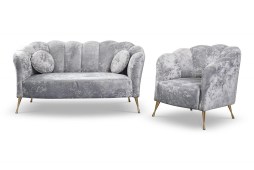 Tugitool ja sofa Adria (hall - Eureka 2132/jalad kuldsed)