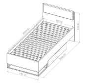 Voodi Landro LR-05 (joonis mõõtudega)