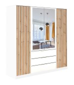 Riidekapp Bali Lux D4, valge/tamm wotan