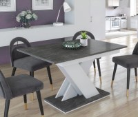 Pikendatav söögilaud Tavolo plaat: hall marmor/jalg: valge (Grigia Pietra Antra.ST9/BasicWhiteSM)