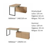 Kirjutuslaud Luca LC10 (mõõdud)
