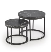 Diivanilaua komplekt Oreo (ø 43 ja ø 53), must marmor/must