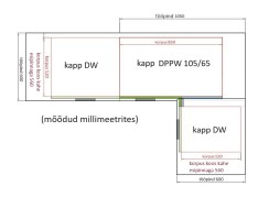 Põrandakapp/saarekapp DPPW 105/65 (joonis mõõtudega)