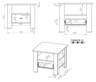 Diivanilaud Shelve 15 joonis mõõtudega