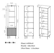 Vitriinkapp Sophie 02 joonis mõõtudega