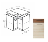 Põrandakapp/nurgakapp Kam Duo DRP 90 (pirn/pähkel)