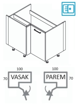 Nurgakapp/valamukapp Kammono KC4 DRZ100*70 (uks avaneb vasakule)