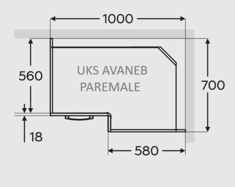 Nurgakapp Kammono 100*70 (uks avaneb paremale)