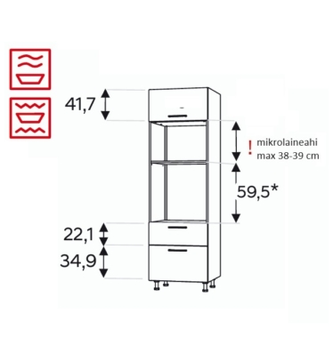 Kõrge kapp Kammono-P4 SPM60SS2/71 (199 cm)