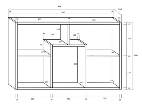 Seinariiul Domino A, joonis mõõtudega