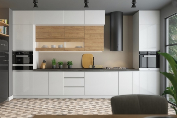 Blanka, valge läikiv/tamm hikkori