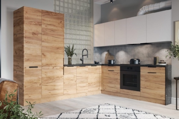 Köögikomplekt Kam Set (valge/tamm kuldne)